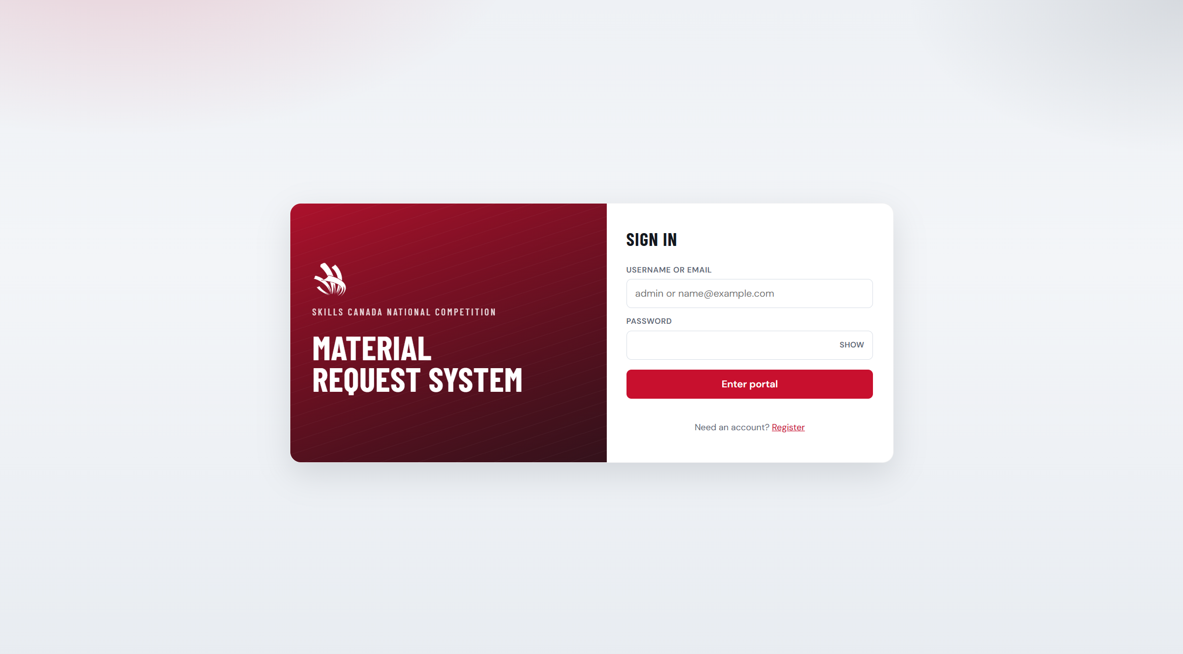 Sign-in form